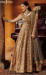 Golden Colour Anarkali Dress For Wedding Guests (1)
