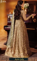 Golden Colour Anarkali Dress For Wedding Guests (2)