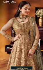 Golden Colour Anarkali Dress For Wedding Guests (3)