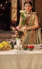 Golden Colour Anarkali Dress For Wedding Guests (4)