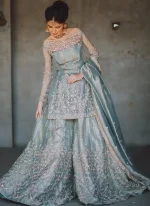 Ice Blue Bridal Sharara PKD
