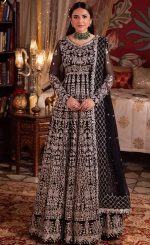 Black Colour Anarkali Dress For Wedding Guests (1)