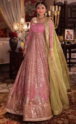 Pink Colour Anarkali Dress For Wedding Guests (1)