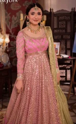Pink Colour Anarkali Dress For Wedding Guests (3)