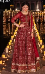 Red Colour Anarkali Suit For Wedding Guests (1)