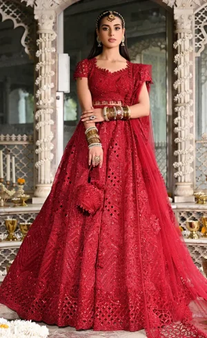 Red Colour Lehenga Choli For Wedding Guests (1)