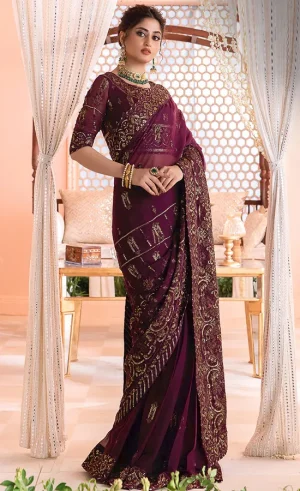 Saree in Purple Colour For Wedding Guests (1)