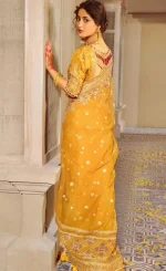 Saree in Yellow Colour For Wedding Guests (1)
