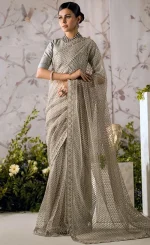 Gray Color Saree For Wedding Guests (1)