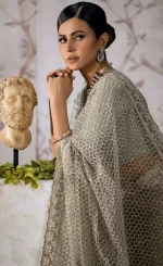 Gray Color Saree For Wedding Guests (4)