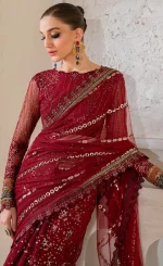 Saree in Maroon Colour For Wedding Guests (1)