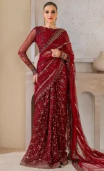 Saree in Maroon Colour For Wedding Guests (2)