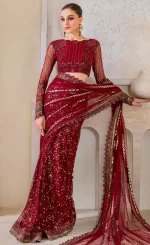 Saree in Maroon Colour For Wedding Guests (3)