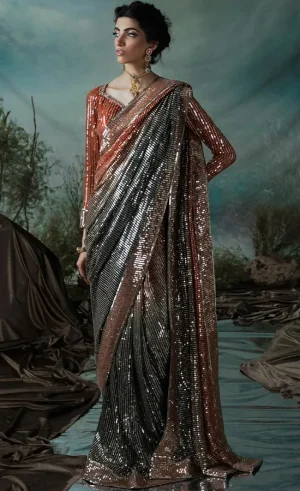 Saree​ in Orange Colour For Wedding Guests (1)