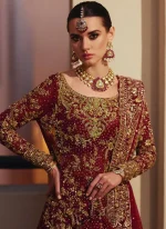 Deep Red Bridal Gharara Dress 11 (2)