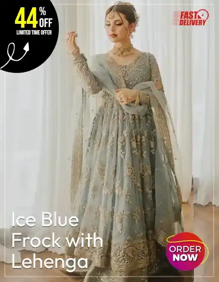Ice Blue Frock with Lehenga