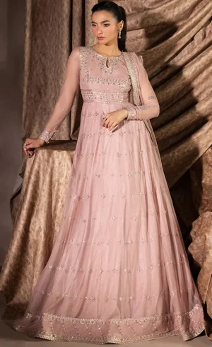 Peach Colour Anarkali Suit​ For Wedding Guests 3 (4)