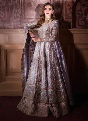 Lilac Open Slit Frock with Lehenga (1)